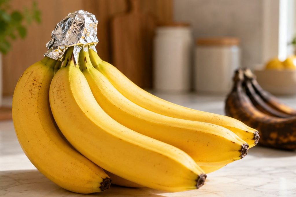Truque com papel-alumínio evita que as bananas