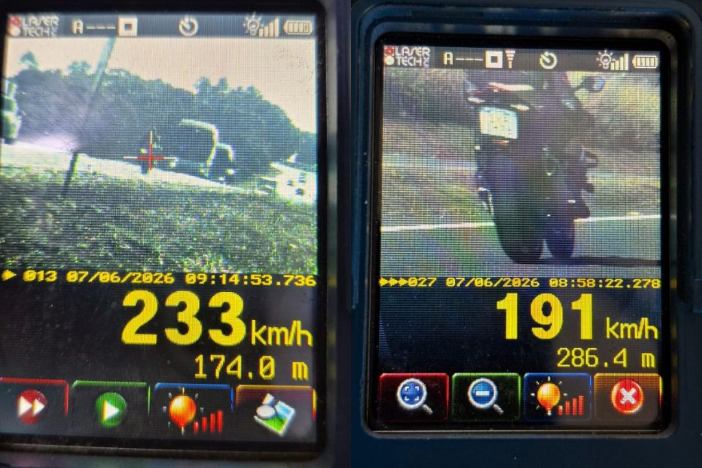 Motoristas foram registrados a 233km/h e 191km/h nas BRs de Abadiânia e Catalão. (Foto: Reprodução/PRF)