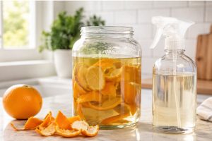 Misturar casca de laranja com vinagre