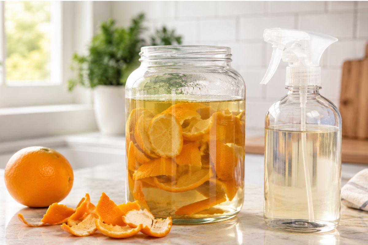 Misturar casca de laranja com vinagre