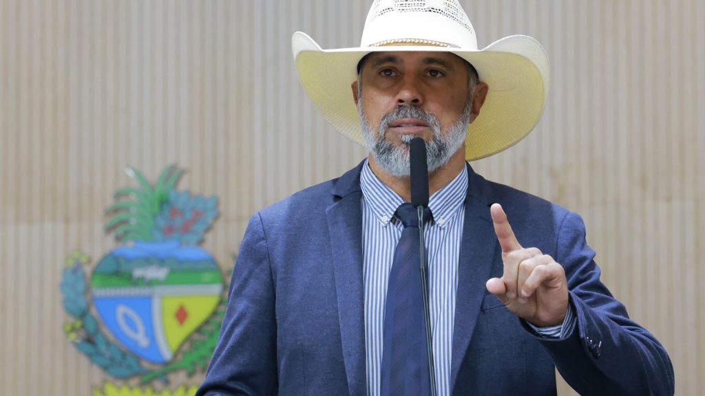 Deputado estadual Amauri Ribeiro (PL) em sessão na Alego.