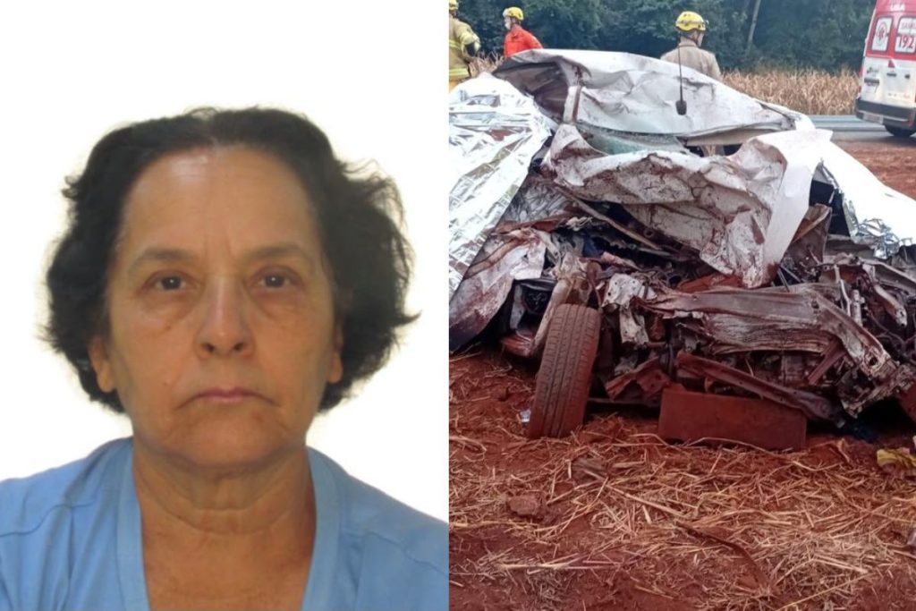 Eva Mariza da Silva Alves, de 66 anos, chegou a ser socorrida com vida após a colisão, mas não resistiu aos ferimentos no hospital. (Foto: Divulgação/PRF) idosa