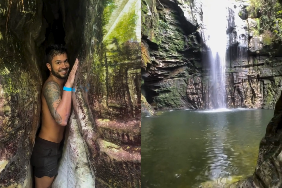 Conheça a cachoeira escondida em Goiás que viralizou por passagem entre pedras