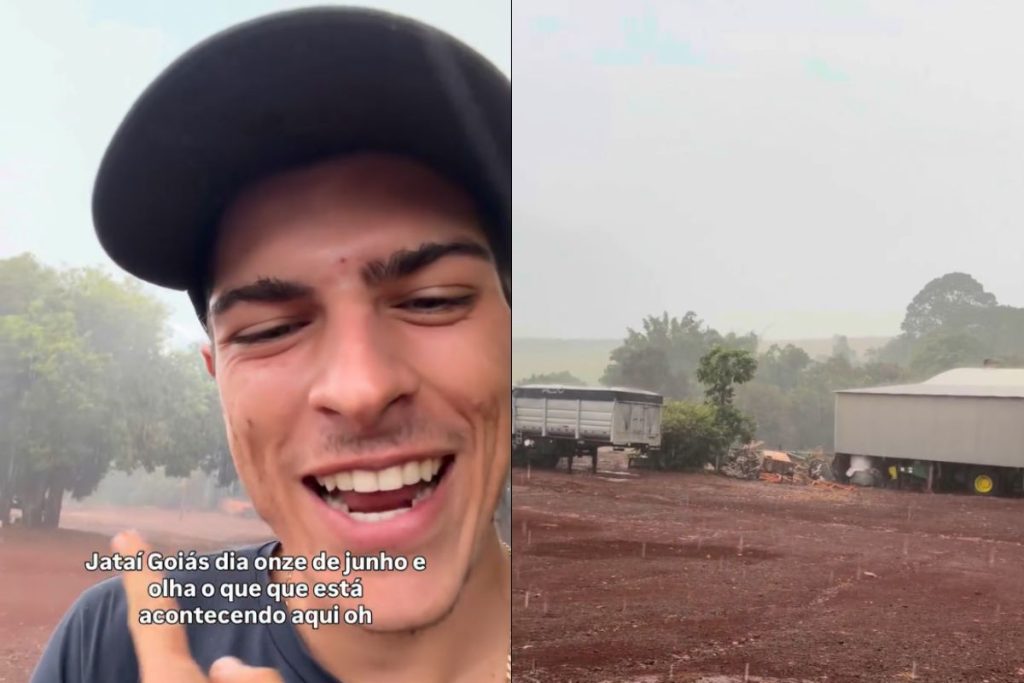 Agricultor viraliza mostrando chuva fora de época em Goiás: "Deus é maravilho"