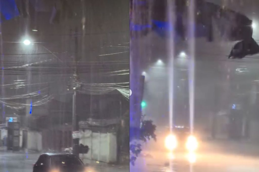 Goiânia tem noite de chuva intensa com ventania, raios e alerta de alagamento