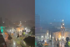 Relâmpagos contínuos no céu anunciam a chegada de tempestade em Anápolis