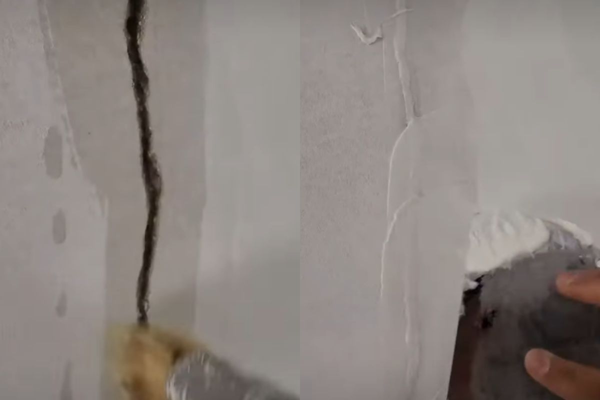 Um pedreiro mostrou como consertar trinca e rachadura da parede usando produtos de fácil acesso e um procedimento simples