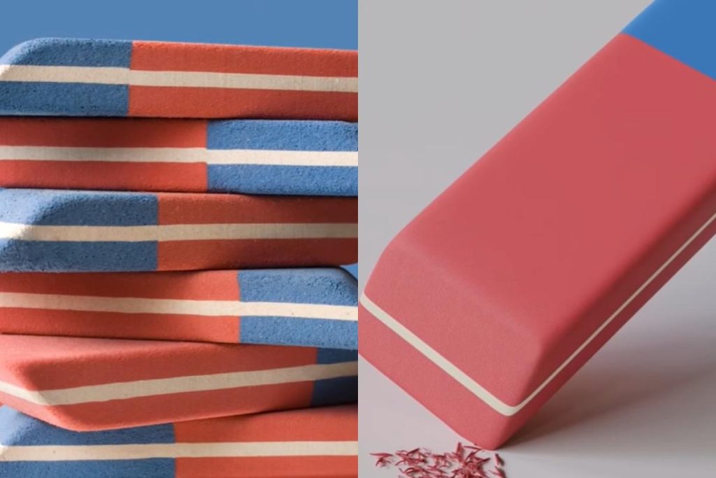 Qual a utilidade da parte azul da borracha, já que ela normalmente rasga a folha do caderno em vez de apagar a caneta?