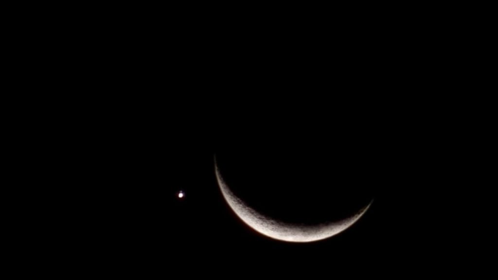 Moradores registram encontro entre Lua e Vênus no céu de Goiás e fenômeno impressiona