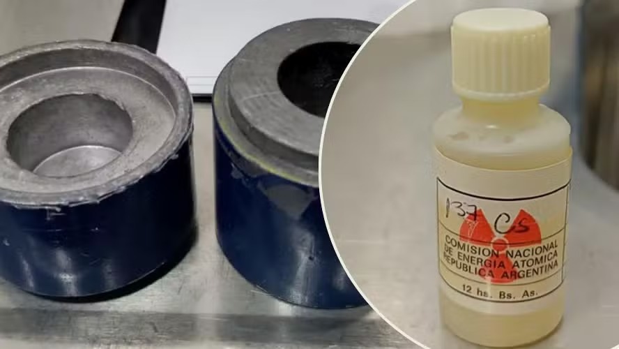 Imagens de produto roubado de laboratório foram divulgadas pela Autoridade Regulatória Nuclear (ARN) da Argentina — Foto: Divulgação | Autoridade Regulatória Nuclear (ARN) da Argentina