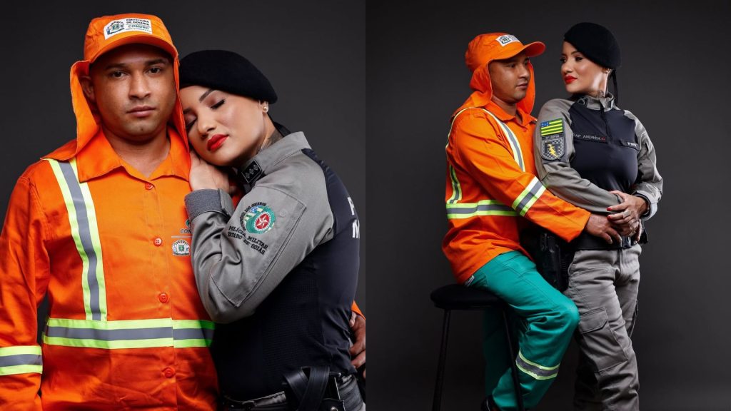 Andreia Tavares e José Barros, capitã da PMGO e servidor da Comurg, comemoram 25 anos de casamento. (Foto: Instagram/@paloma_resendemakeup)