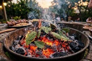 Colocar folhas de louro na brasa do churrasco cria uma defumação natural que perfuma os alimentos e melhora a experiência do preparo