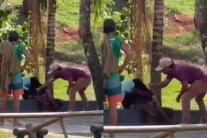 Vídeo mostra empresário agredindo mulher em situação de vulnerabilidade e revolta moradores de Pirenópolis