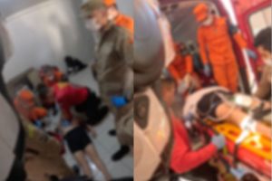 Equipes de resgate atuaram em conjunto para reanimar a mulher e encaminhá-la com vida ao Hugol. (Foto: Divulgação/BM-5 )
