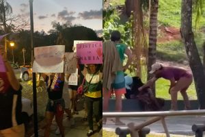 Manifestação em Pirenópolis cobra justiça para mulher agredida por empresário preso