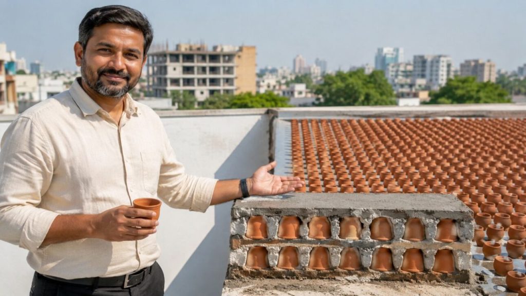 Arquiteto colocou 7 mil copos de barro no teto de casa, transformando a cobertura em ar-condicionado natural que deixa a casa 5 °C mais fresca