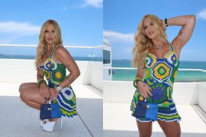 Virginia Fonseca aposta em vestido de tricô verde e amarelo avaliado em R$ 1.200