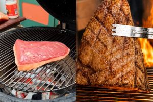 A picanha vai pra grelha com a gordura virada pra baixo