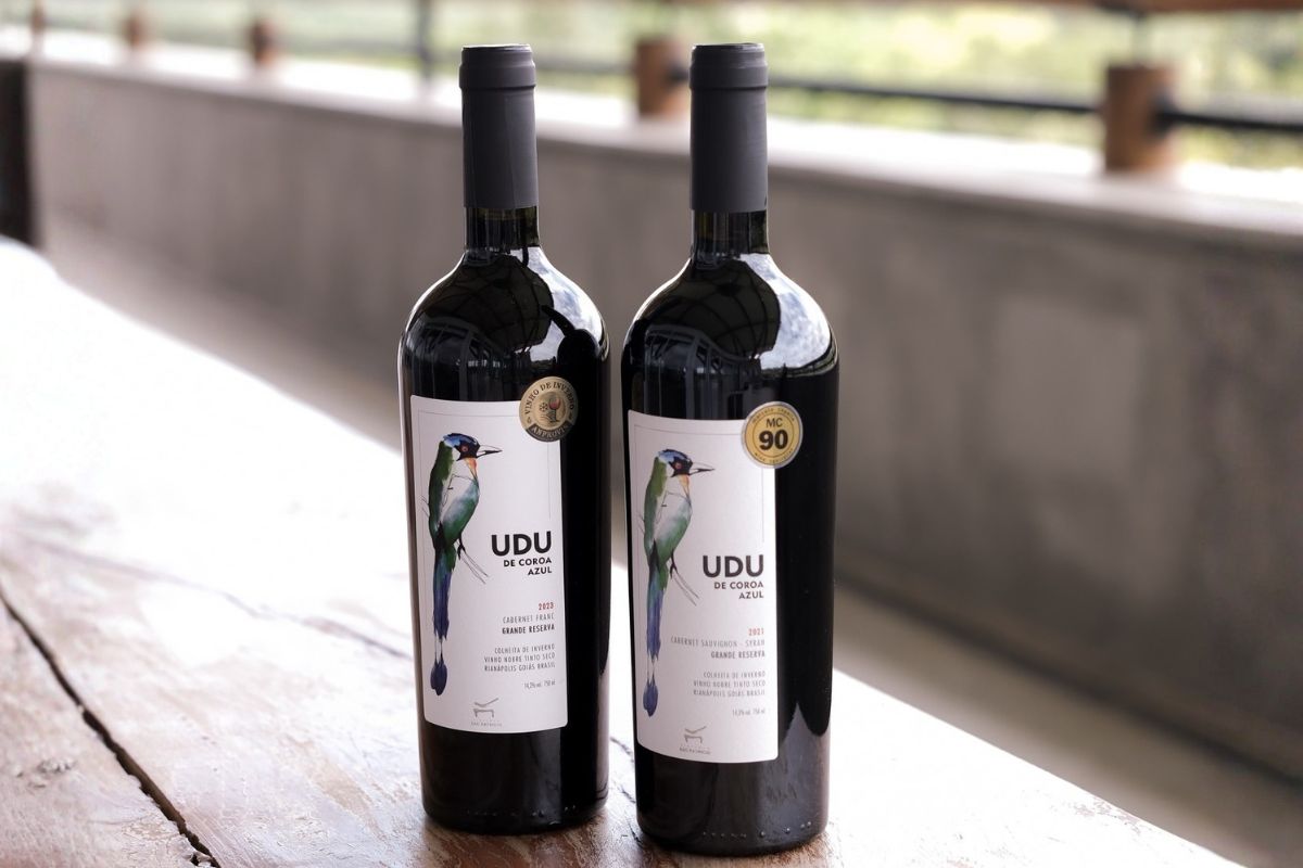Udu de Coroa Azul Grande Reserva Cabernet Franc 2023 recebeu 95 pontos e medalha de ouro no Decanter World Wine Awards 2026, em Londres. (Foto: Reprodução/Instagram/@vinicolasaopatricio)