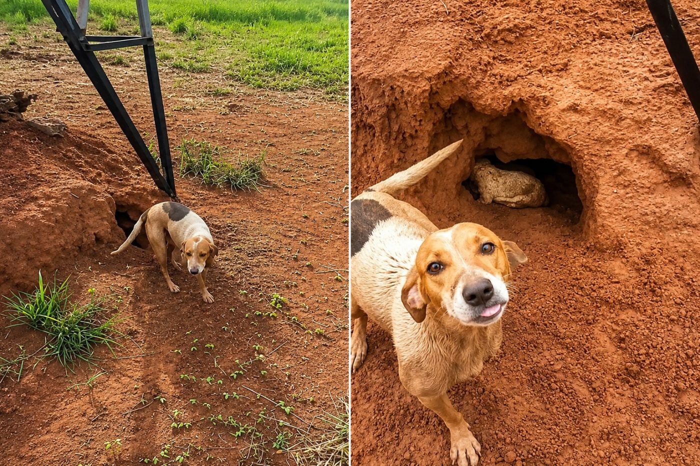 Cachorrinha sem uma das patas corre até fazenda durante chuva e leva produtor rural até filhotes escondidos perto de torre de energia