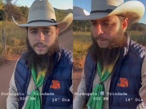 "A fé se renova a cada passo": goiano encara 17 dias de estrada montado em mulas para cumprir promessa ao Divino Pai Eterno