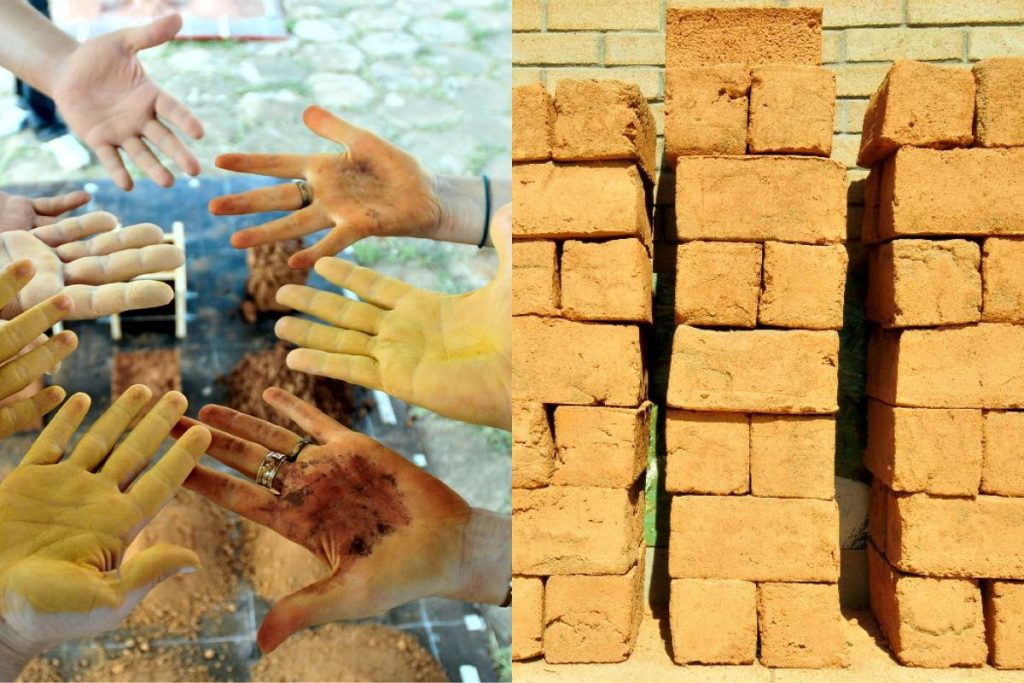 Moradora de comunidade rural no interior do Brasil aprendeu sozinha a construir com adobe, pau a pique e bambu, ergueu a própria casa de terra e hoje ensina a levantar escola, cozinha e ateliê na região