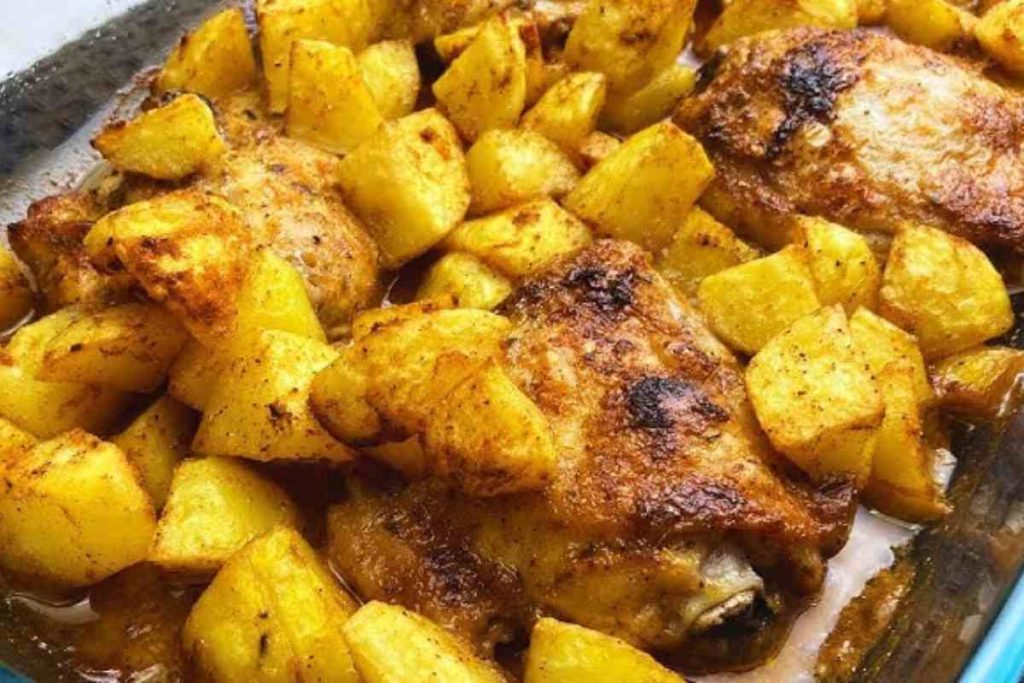 Sobrecoxa de frango no forno