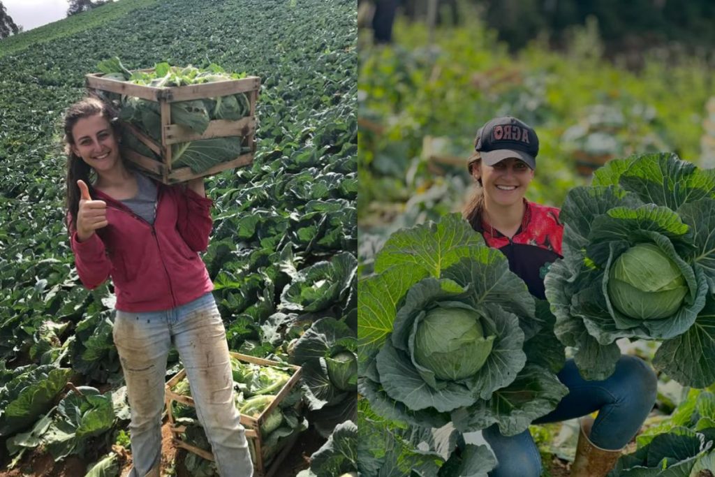 Nascida na roça, jovem virou influenciadora com 31 mil seguidores e, mesmo assim, não largou a enxada da família no campo