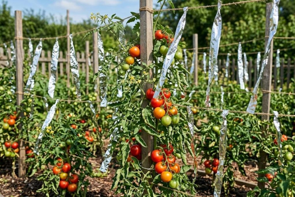 Pendurar tiras de papel-alumínio no pé de tomate: para que serve e por que é recomendado