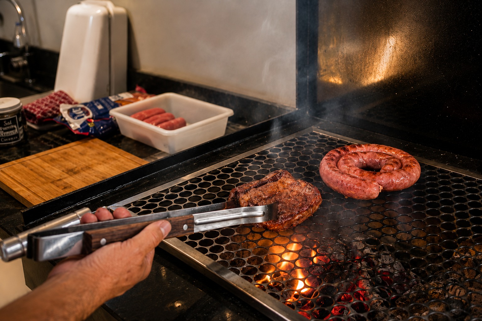 Toninho Brasa, churrasqueiro há mais de 20 anos: “Para o carvão não fazer fumaça demais, o segredo é acender do jeito certo antes de colocar a carne”