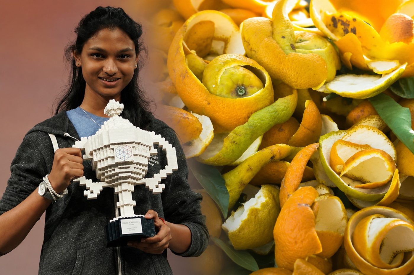 Aos 16 anos, ela transformou cascas de laranja e abacate jogadas fora em um material capaz de reter água no solo, criando uma solução barata contra a seca