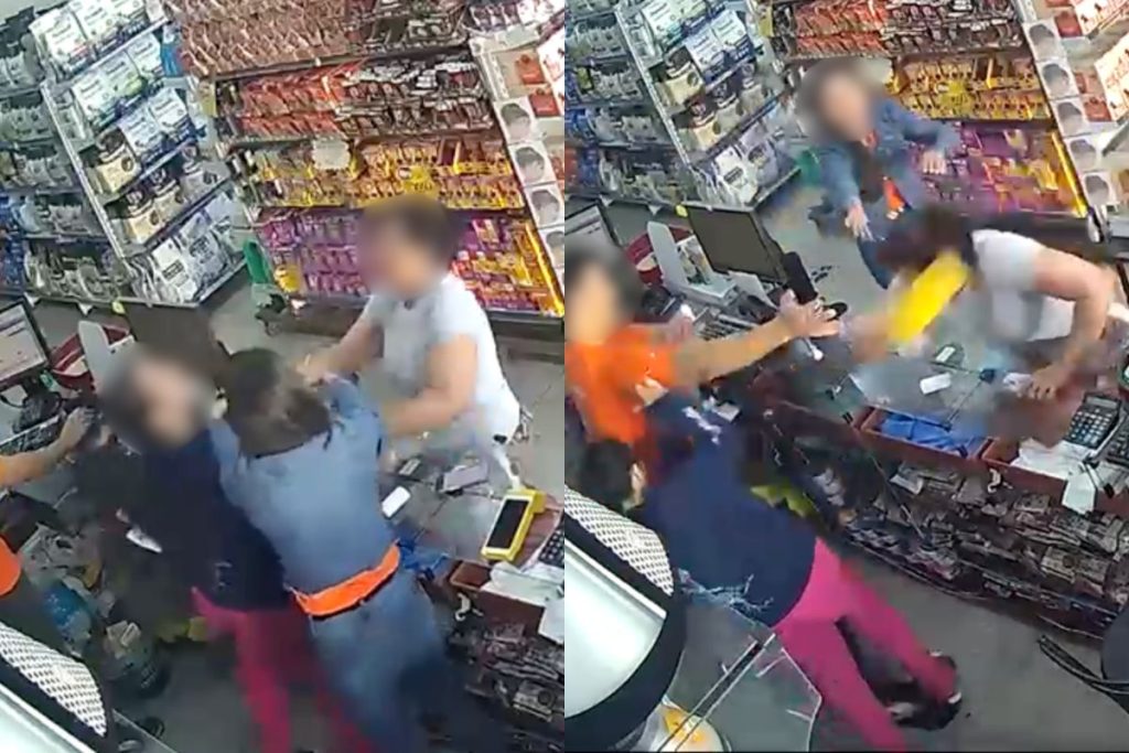 Imagens das câmeras de segurança do pet shop registraram a confusão entre a cliente e a médica veterinária durante o atendimento. (Foto: Reprodução)