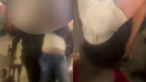 Médico foi imobilizado e arrastado para fora do bar.