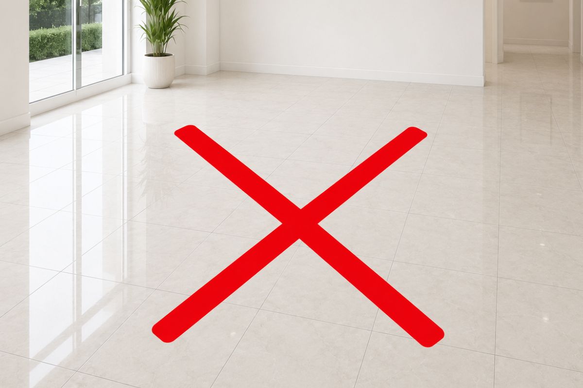 Adeus, piso de porcelanato