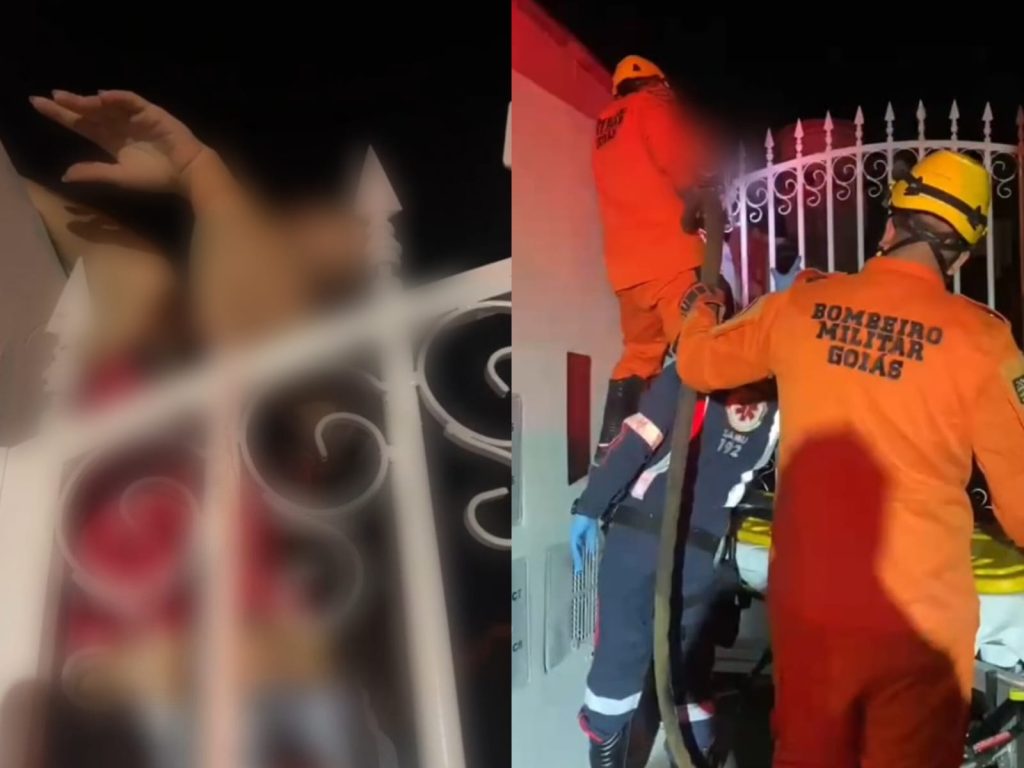 Jovem fica com braço preso em portão ao tentar pular muro de casa e mobiliza resgate em Jataí