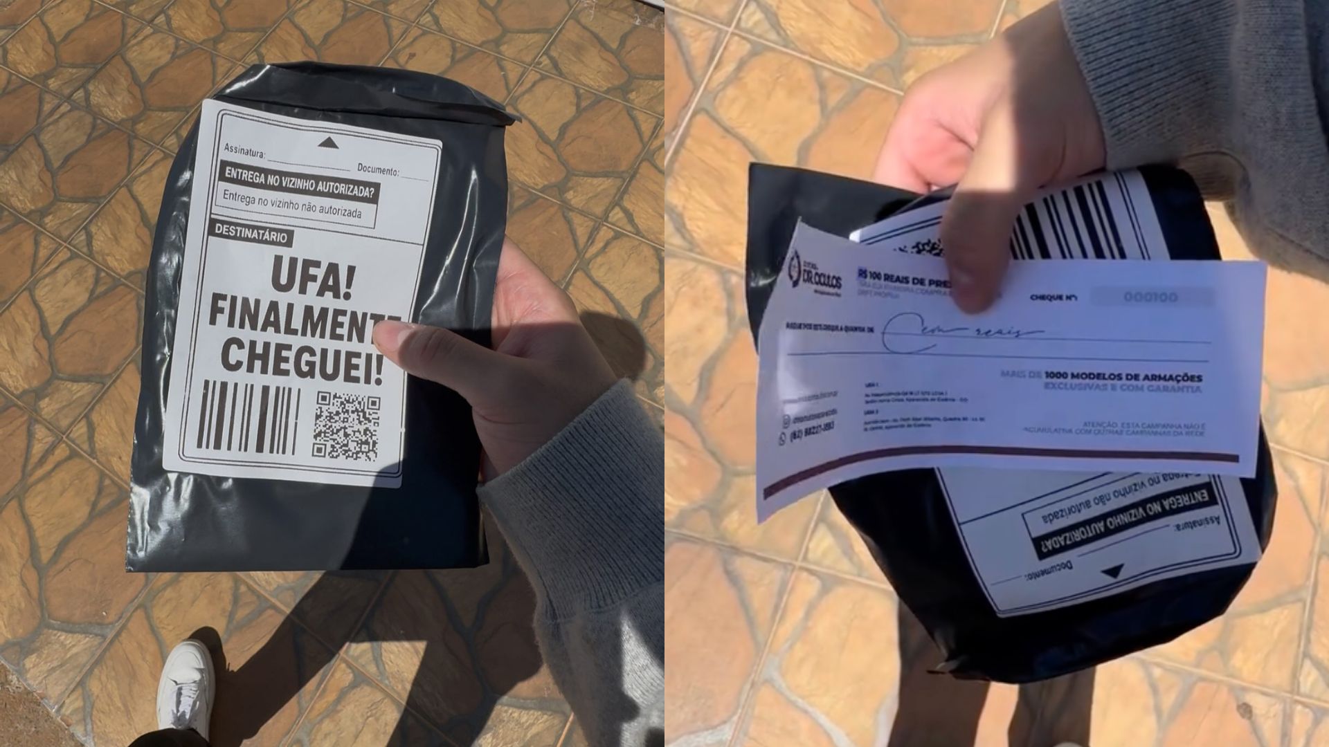 Ótica surpreendeu morador de Aparecida de Goiânia ao entregar cheques com promoções.