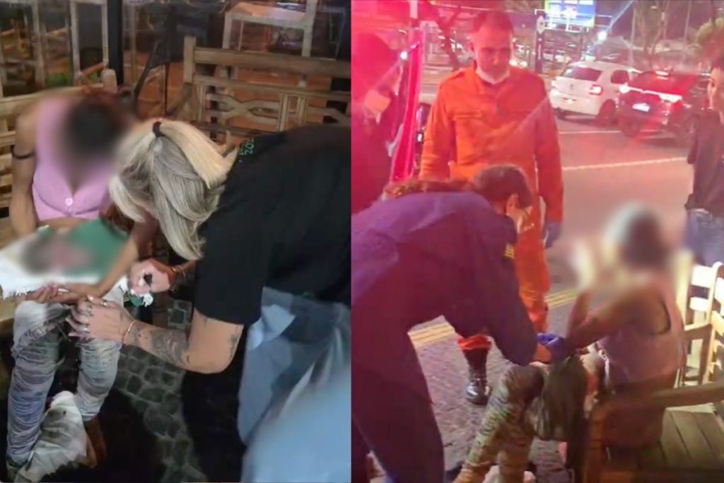 Mãe e bebê receberam atendimento médico do Corpo de Bombeiros e foram encaminhados em segurança para unidade de saúde. (Foto: Reprodução/JN Notícias)