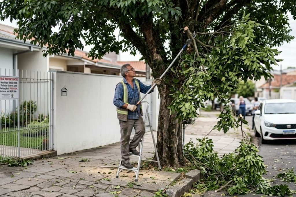 poda de árvore na calçada