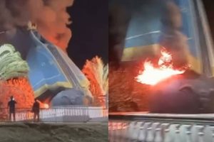 Velas acesas durante oração causaram incêndio em imagem de Nossa Senhora Aparecida, em Nerópolis