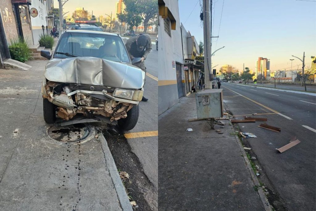 Motorista passa mal a caminho do trabalho e bate carro contra poste em Anápolis