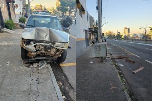 Motorista passa mal a caminho do trabalho e bate carro contra poste em Anápolis
