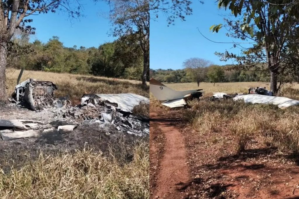 avião usado pelo tráfico de drogas pegou fogo