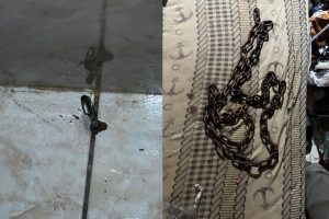 Segundo relatos que moradores da região, criança era frequentemente acorrentada a um sofá para impedir sua locomoção. (Foto: Reprodução/DPCA)