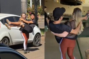 Contadora de Iporá viraliza ao carregar o marido nos braços