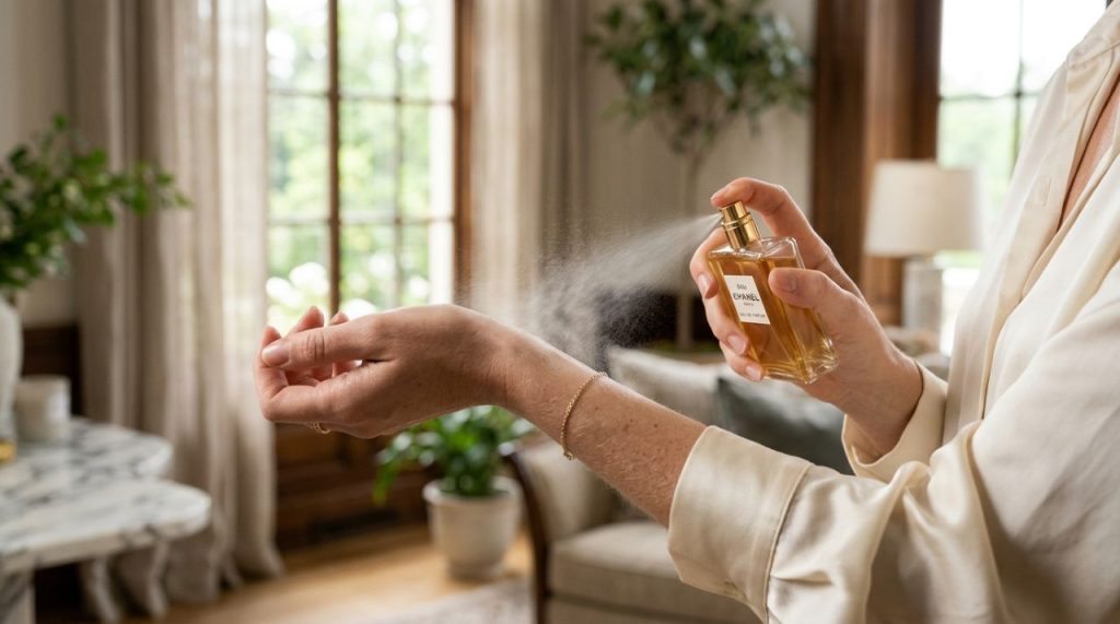 borrifar perfume no pulso