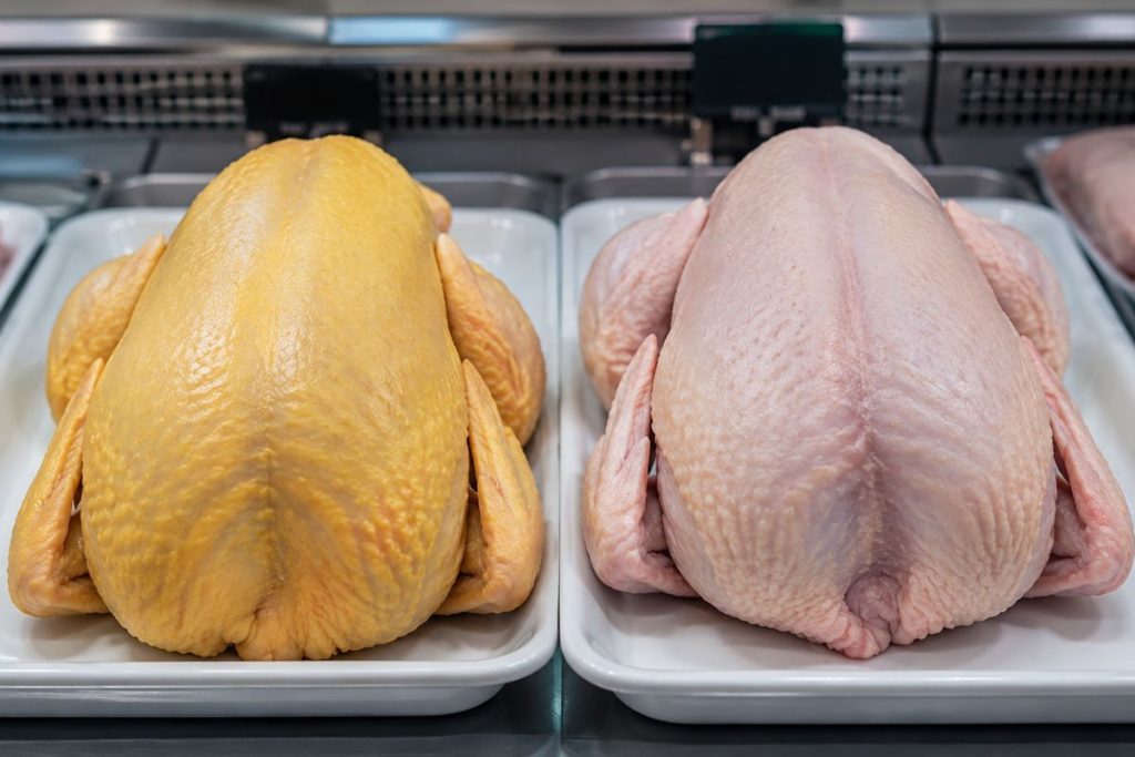 frango com pele amarela ou branca