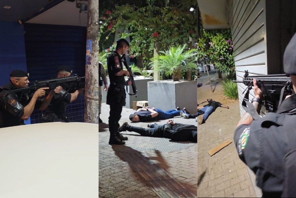 Confira imagens de exercício simulado de combate a roubo a banco realizado pela PM em Anápolis