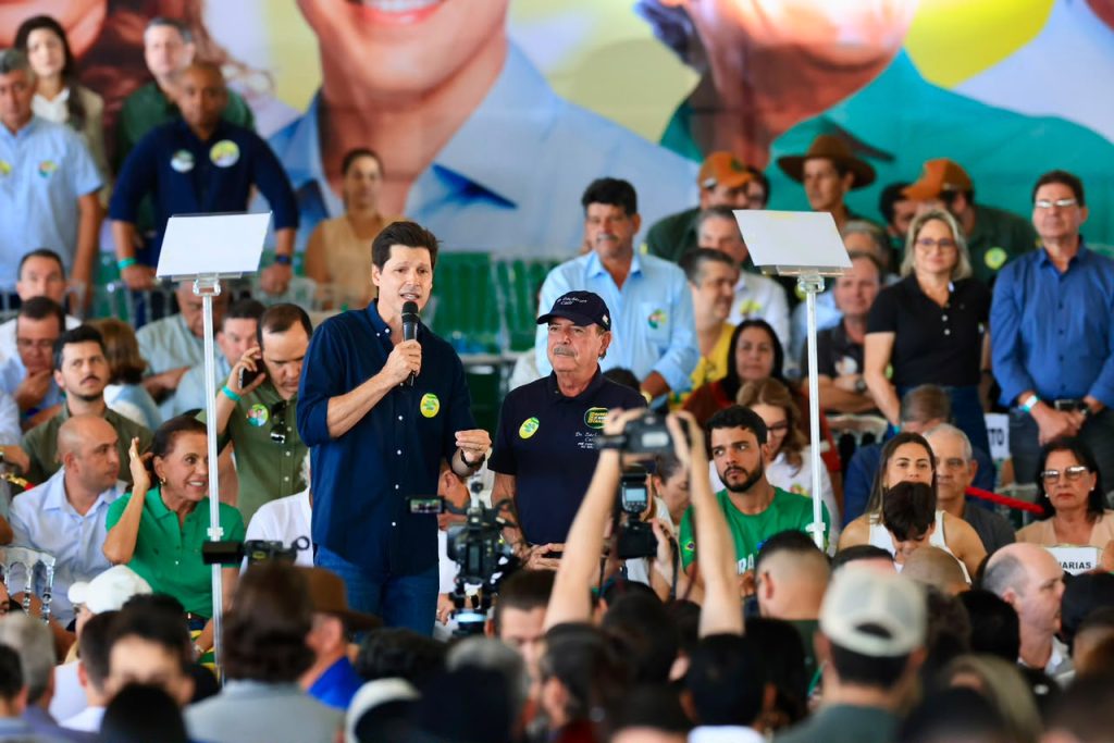 Durante evento em Trindade, Daniel Vilela afirmou que a segurança pública continuará sendo prioridade e defendeu a ampliação dos investimentos em tecnologia e policiamento. (Foto: Reprodução)