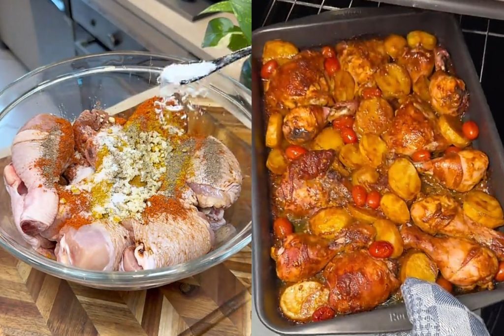 Frango Assado ganha mais suculência com uma marinada simples e um preparo em duas etapas no forno