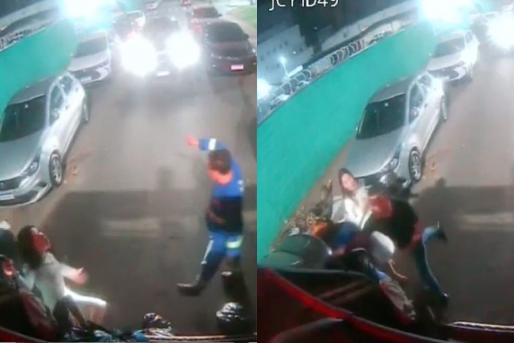 Novo vídeo registra o momento em que o coletor evita um possível acidente e, logo em seguida, é agredido por um dos ocupantes de um Porsche Cayenne. (Foto: Divulgação)